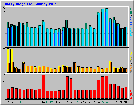 Daily usage for January 2025
