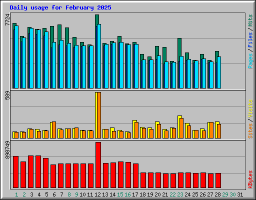 Daily usage for February 2025